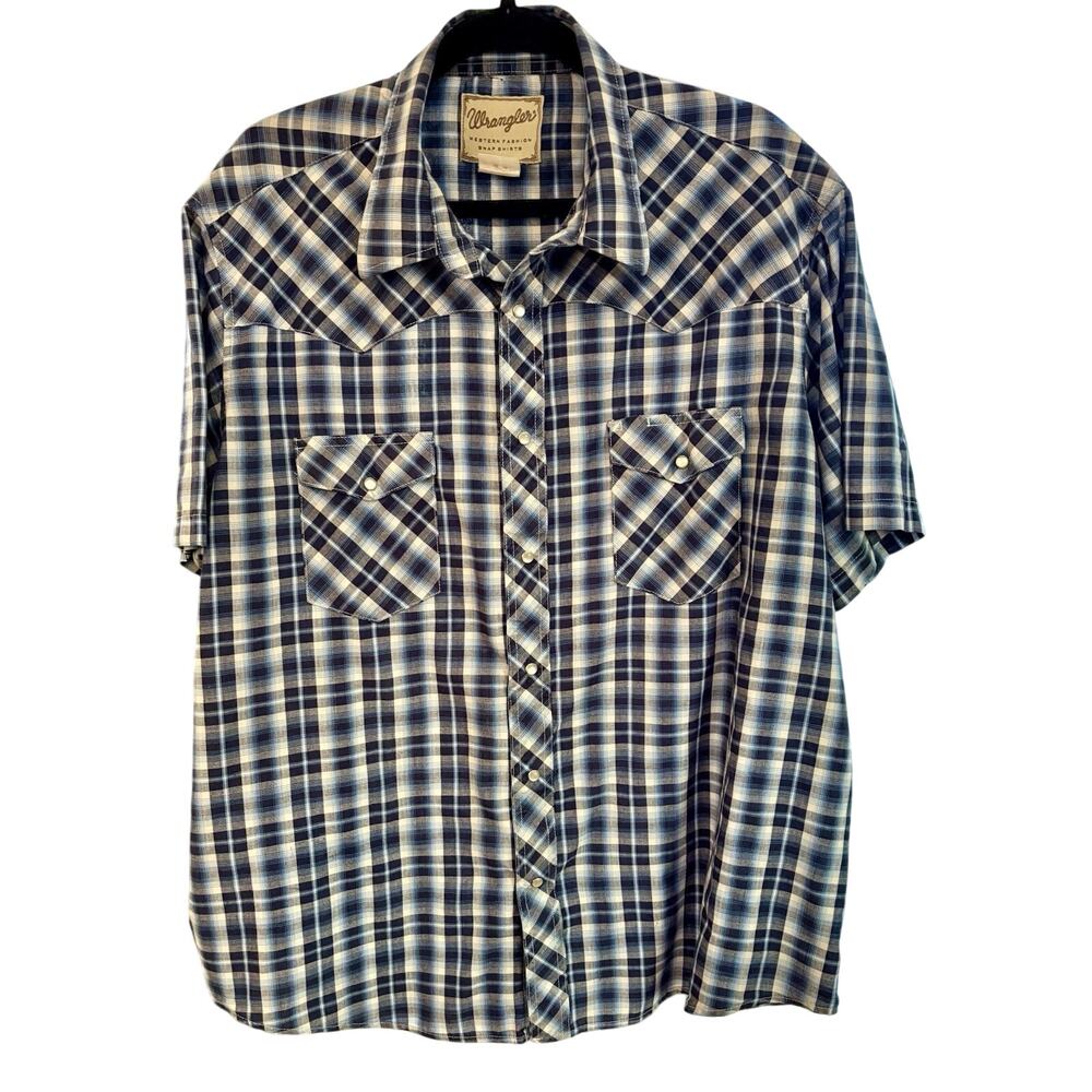 Wrangler Western Shirt Men's 2XL Pearl Snap Short Sleeve Lightweight Chest 56”